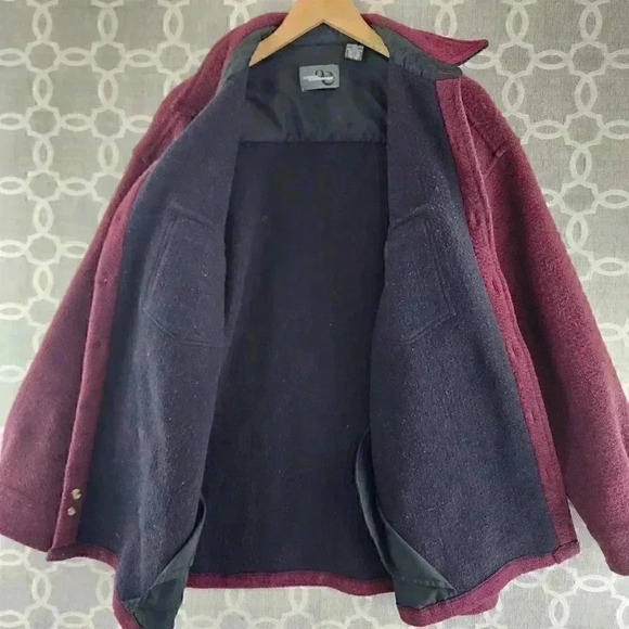 Outdoor Exchange Wool Blend Button Red Burgundy Jacket Men's XL - Picture 3 of 8